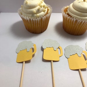 Beer mug cupcake toppers, bachelor party decorations, bachelorette party decor, St Patrick’s Day, Beer themed party