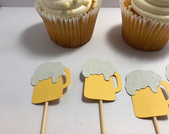 Beer mug cupcake toppers, bachelor party decorations, bachelorette party decor, St Patrick’s Day, Beer themed party