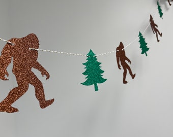Bigfoot and Tree Garland: Sasquatch Party Decorations