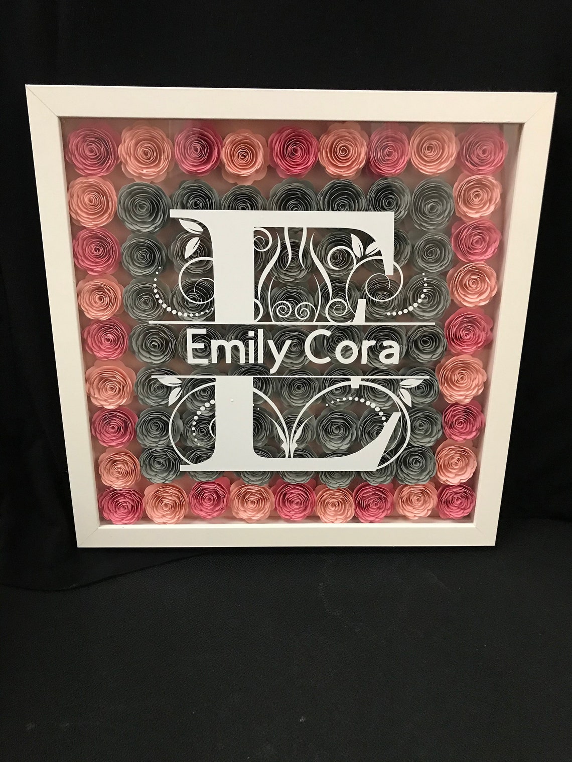 Flower baby girl shadowbox Personalized baby wall art New Etsy