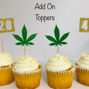 420 Party Bundle, Green Glitter Leaf Garland, Confetti, Shot Glasses image 1