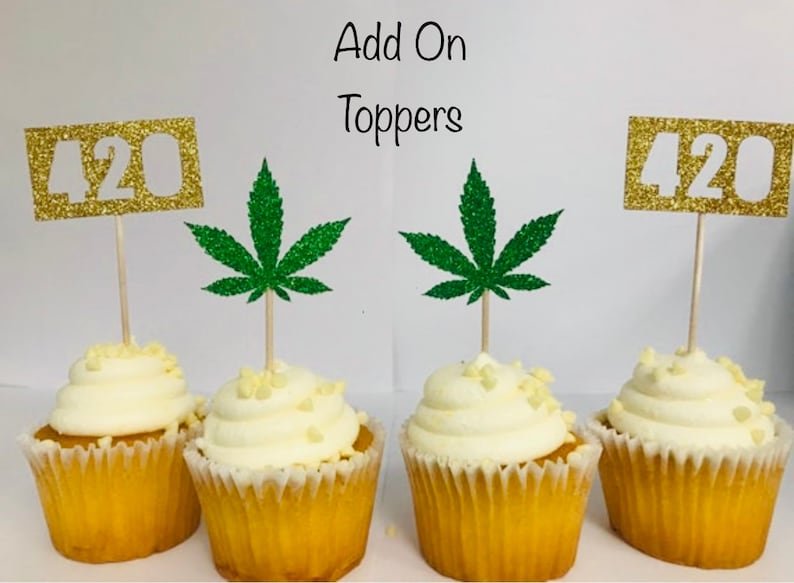 420 Party Bundle, Green Glitter Leaf Garland, Confetti, Shot Glasses image 1