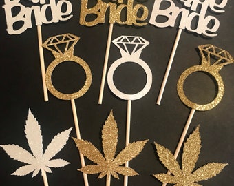 Dope Bride Glitter Cupcake Toppers, Bachelorette Party Decorations (Set of 12)