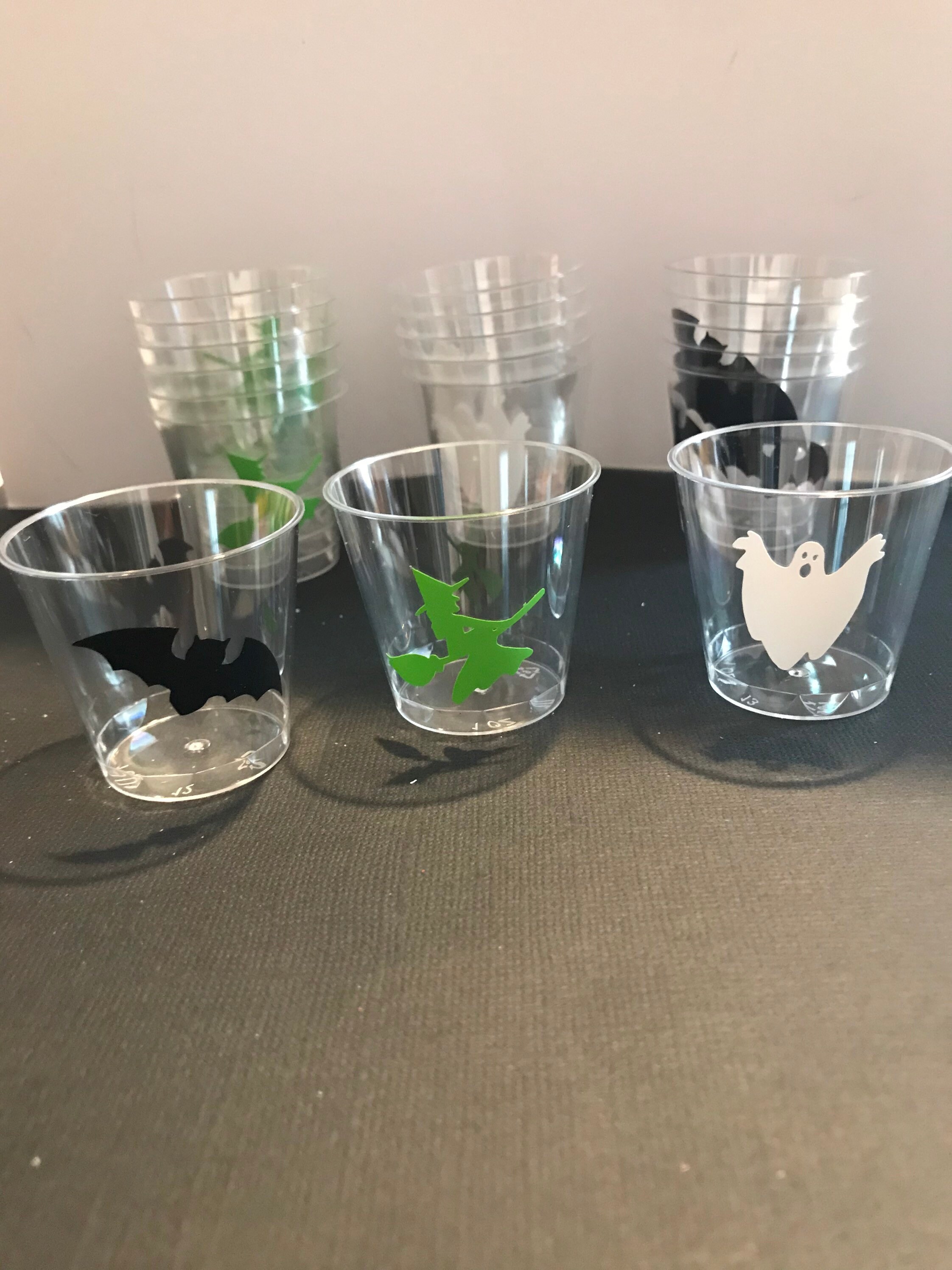 Halloween Shot Glasses Witch Bat Ghost Plastic Drink Cups Etsy