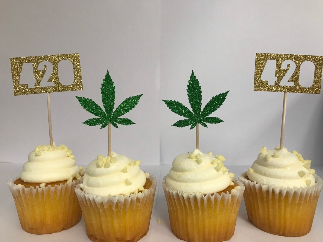 420 Party Marijuana Leaf Cupcake Toppers Marijuana Leaf Etsy