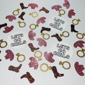 Cowboy Bachelorette Confetti: Boots, Rings, Hats, Let&#39;s Go Girls - 50 Piece