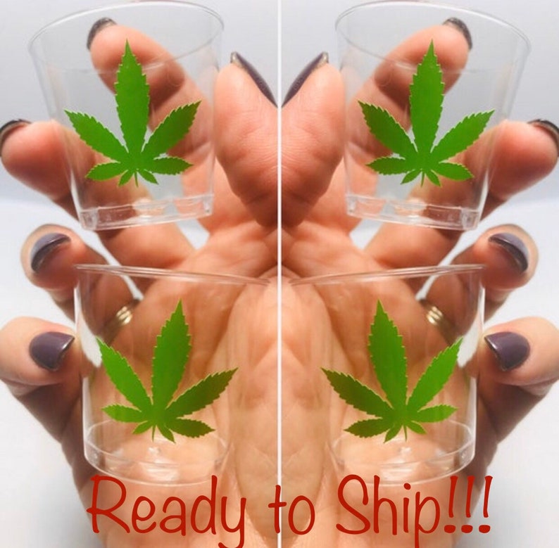 Marijuana Leaf Plastic Shot Glasses 420 Marijuana Leaf Theme Etsy