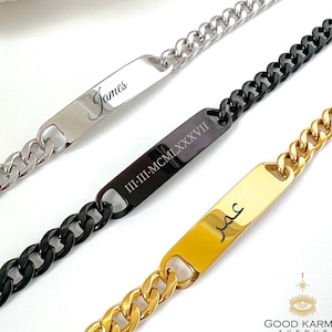 Pulsera personalizada para hombre, pulsera con barra grabada personalizada, regalo para él, regalos grabados, pulsera con nombre árabe personalizado, regalo para el Día del Padre
