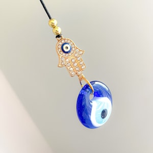 Evil Eye Car Charm Protection Amulet Evil Eye Car Amulet Hamsa Hand Evil Eye Car Accessory for Rear View Mirror Gift for New Car Owners