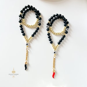 Onyx włoski Cornicello Charm do lusterka samochodowego, włoski klakson samochodowy Charm, złe oko wiszące na lusterko samochodowe, włoski urok na szczęście, akcesoria samochodowe