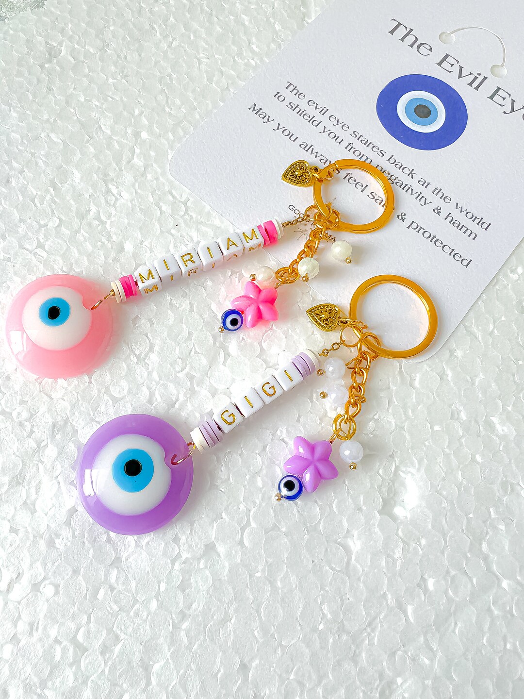 Personalized Evil Eye Keychain and Bag Accessory Keyring Protective