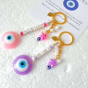 Personalisierte Evil Eye Schlüsselanhänger und Tasche Zubehör Schlüsselanhänger Schutzamulett Evil Eye Schlüsselanhänger und Taschenanhänger Pink Evil Eye Purple Evil Eye