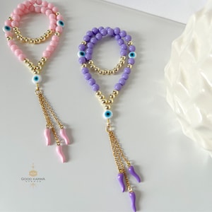Pink Italian Cornicello Charm for Car Mirror, Italian Horn Car Charm,  Purple Cornicello Hanging, Italian Good Luck Charm, Car Accessories
