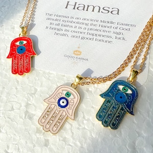 Collana con mano di Hamsa per donna Collana con mano di Hamsa in oro Ciondoli con mano di Hamsa Collana con ciondolo con mano di Fatima Ciondolo Hamsa