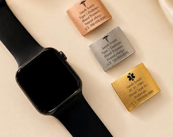 Medizinischer Ausweis Smart Uhrenanhänger, personalisierter medizinischer Alarm Uhrenanhänger, benutzerdefinierte medizinischer Anhänger für Uhrenarmband graviert, Fitness Läufer ID Tag
