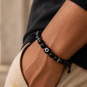 Onyx Evil Eye Men Bracelet Turkish Evil Eye Greek Mati Protection Bracelet Anxiety Relief Bracelet Evil Eye Bracelets