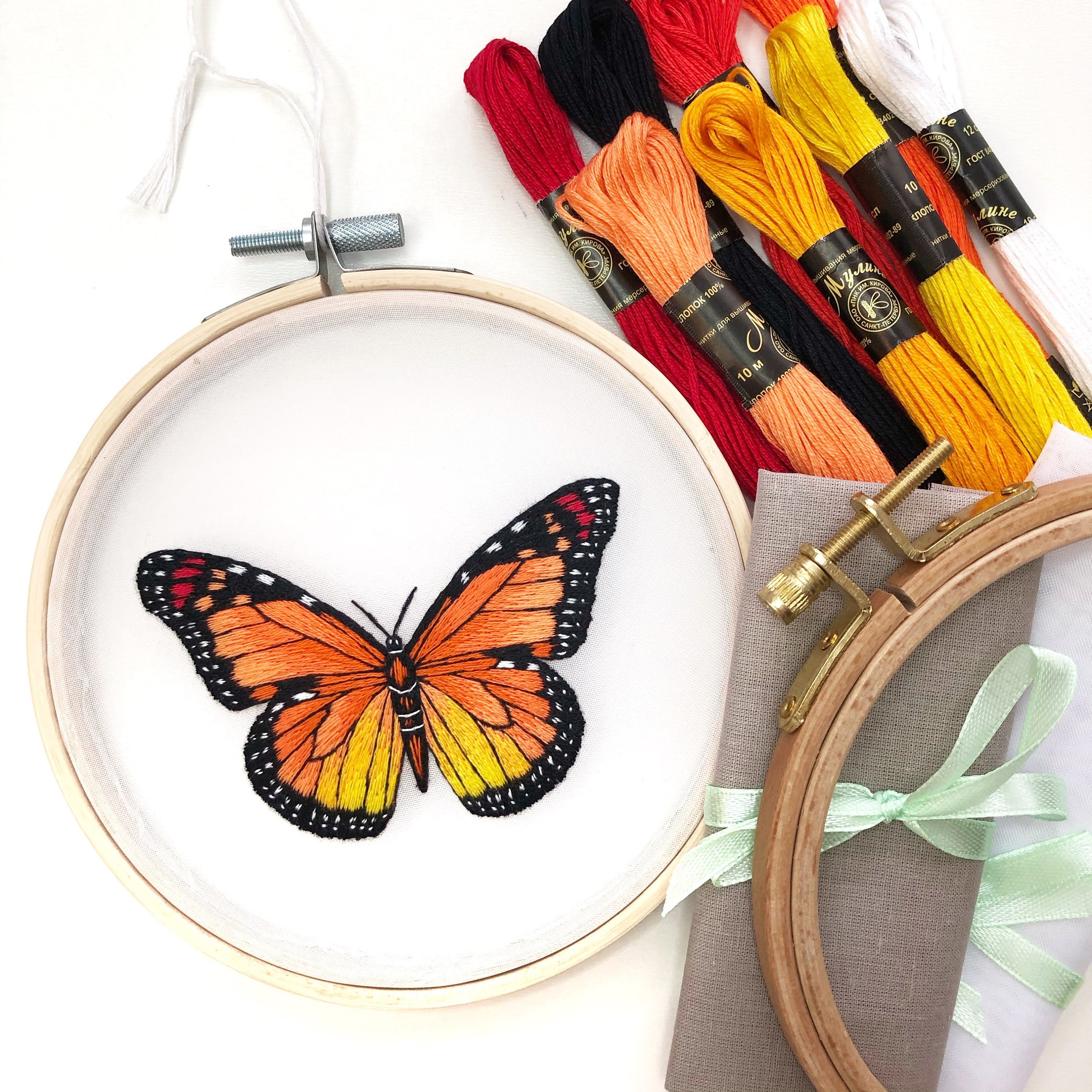 Digital hand embroidery set butterfly PDF pattern for Etsy