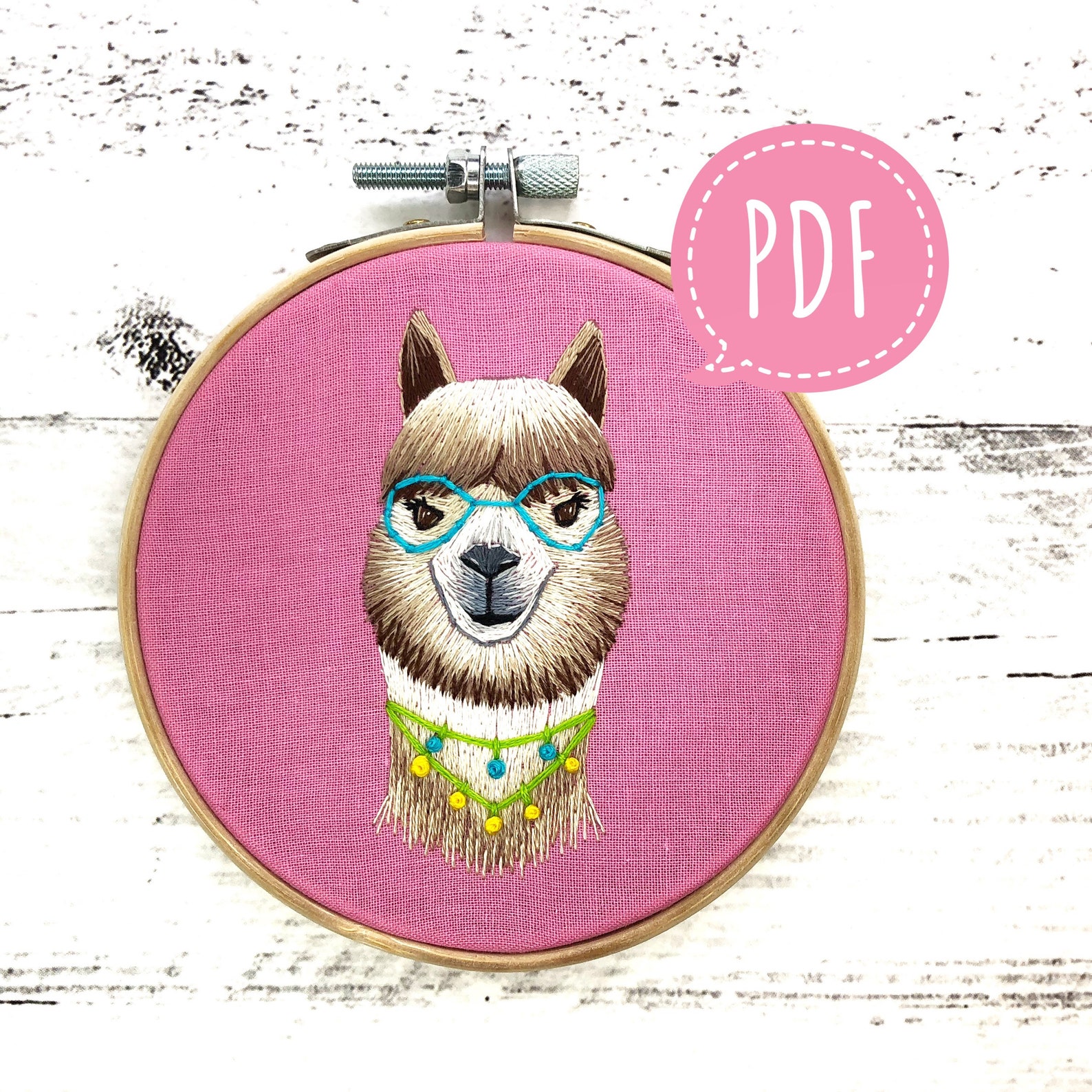 Digital hand embroidery llama pattern instant download  etsy