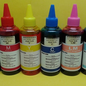 Refill Dye Ink for use in Epson printers Artisan 1430 50 830 730 stylus 1400 T50 L800 L801 L805 L810 others, CISS Refillable Cartridges