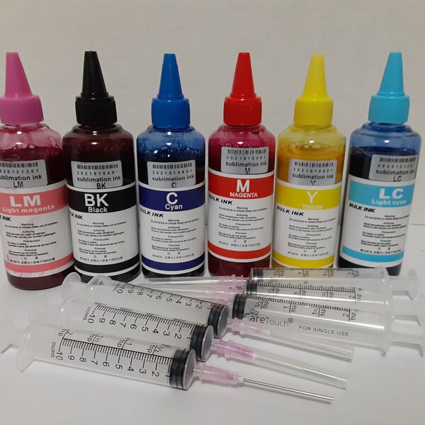 Sublimation Ink for use in Epson printers Artisan 1430 50 830 730 stylus 1400 T50 L800 L801 L805 L810 others, CISS Refillable Cartridges