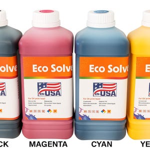 EN-USA Eco Solvent Ink for use in Roland Mimaki Mutoh printhead DX4 DX5 DX6 DX7 DX8 DX9 DX10 DX11 XP600 4 liters imagem 1