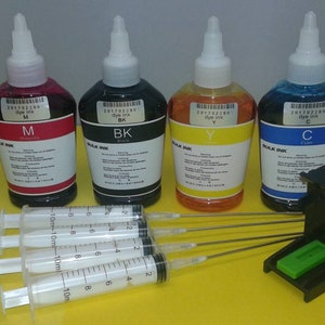 Refill premium ink for use in HP canon cartridges, 400ml + snap tools
