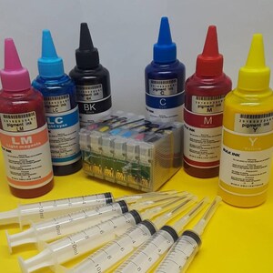 T079 79 T0791 cartridge refillable for Epson artisan 1430 with Sublimation ink transfer t-shirt, mug, cup, etc + 6 bottles x 100ml each