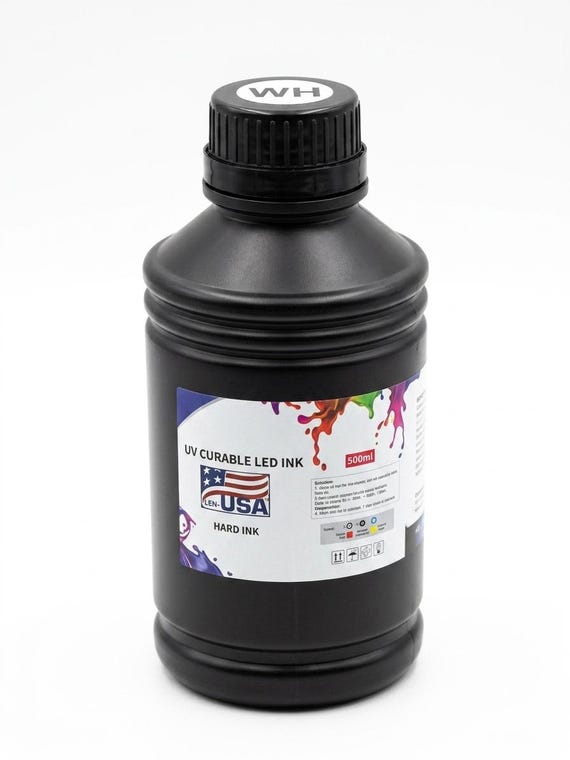500ML Led White UV Curable ink for Flatbed Printer L800 L1800 R1390 R1400 DX4 DX5 DX6 DX7 DX8 quality