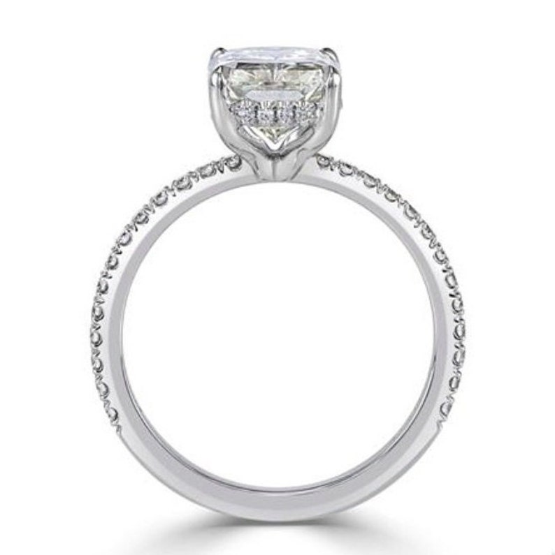 2CT Radiant Cut Ring Moissanite Engagement Ring Moissanite 14k Gold Ring Wedding Ring Halo Diamond Ring Anniversary Ring Gift for her image 8