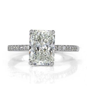 2CT Radiant Cut Ring Moissanite Engagement Ring Moissanite 14k Gold Ring Wedding Ring Halo Diamond Ring Anniversary Ring Gift for her image 6