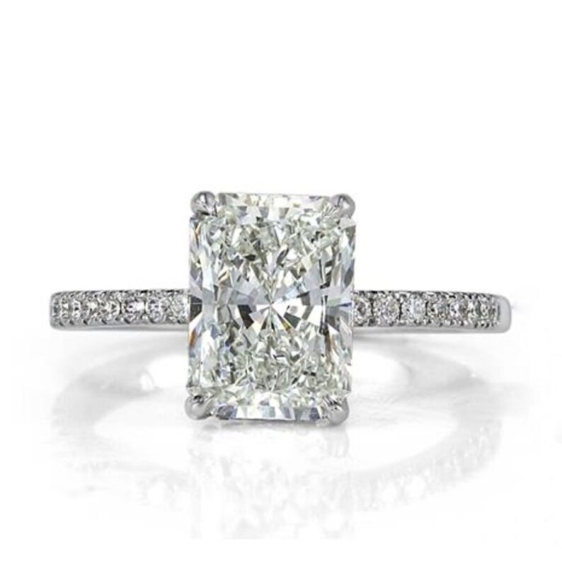 2CT Radiant Cut Ring Moissanite Engagement Ring Moissanite 14k Gold Ring Wedding Ring Halo Diamond Ring Anniversary Ring Gift for her image 6