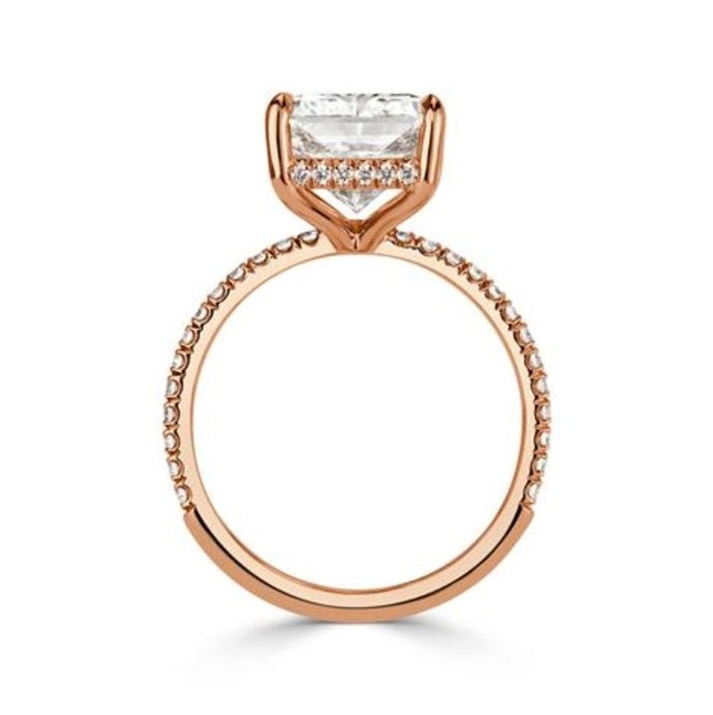 2CT Radiant Cut Ring Moissanite Engagement Ring Moissanite 14k Gold Ring Wedding Ring Halo Diamond Ring Anniversary Ring Gift for her image 5