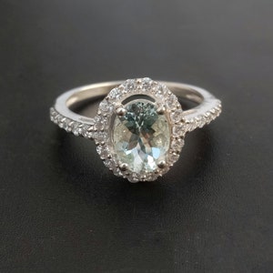 Natural Aquamarine Ring -925 Silver Ring -Engagement Ring-Promise Ring-Oval Cut Gemstone- Aquamarine Gemstone Jewelry - White Gemstone Ring