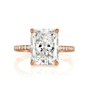 2CT Radiant Cut Ring Moissanite Engagement Ring Moissanite 14k Gold Ring Wedding Ring Halo Diamond Ring Anniversary Ring Gift for her image 3