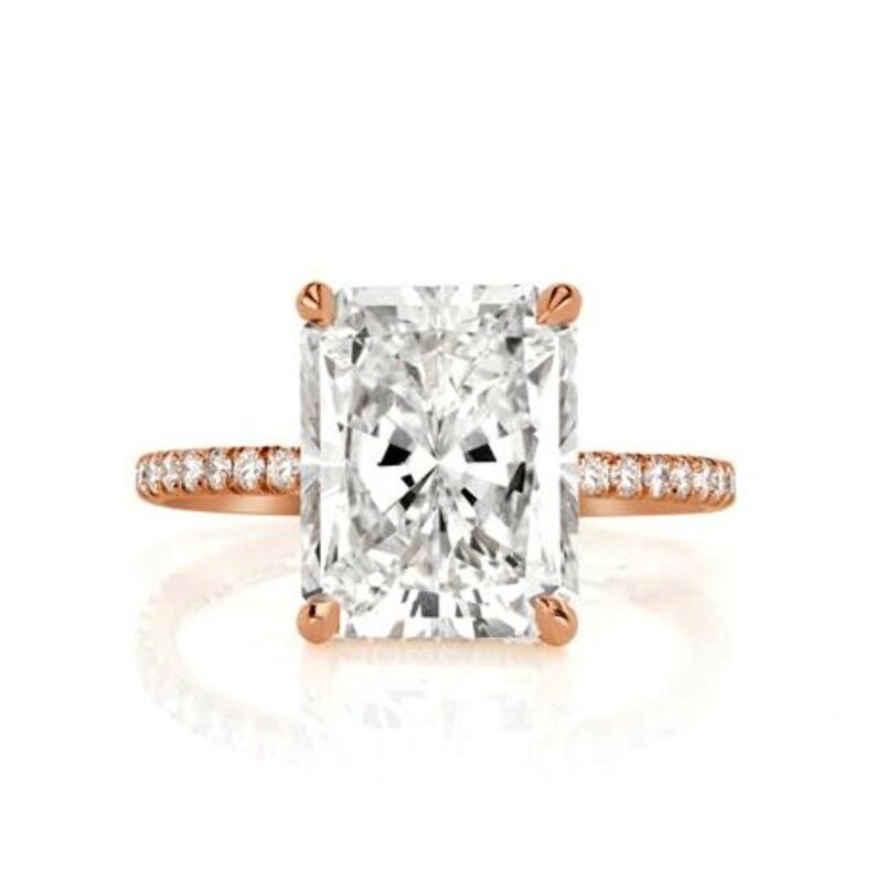 2CT Radiant Cut Ring Moissanite Engagement Ring Moissanite 14k Gold Ring Wedding Ring Halo Diamond Ring Anniversary Ring Gift for her image 3