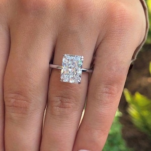 2CT Radiant Cut Engagement Ring Moissanite 14k gold Ring Moissanite Wedding Ring Solitaire Diamond Ring Anniversary Ring Gift for her