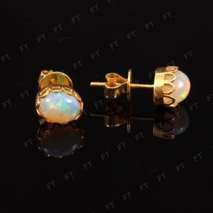 14K Gold Opal Ohrringe, Opal Gold Ohrringe, Opal Teardrop Ohrstecker, Oktober Birthstone Ohrringe