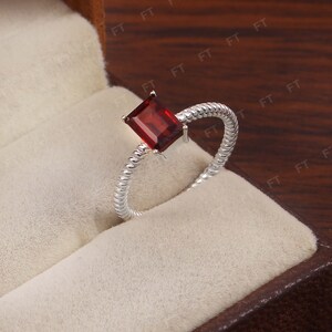 Red Garnet Ring-January Birthstone-Statement Ring-Gold Plated Ring-Engagement Ring-Prong Ring-Rectangle Ring-Cocktail Ring-Gift To Her