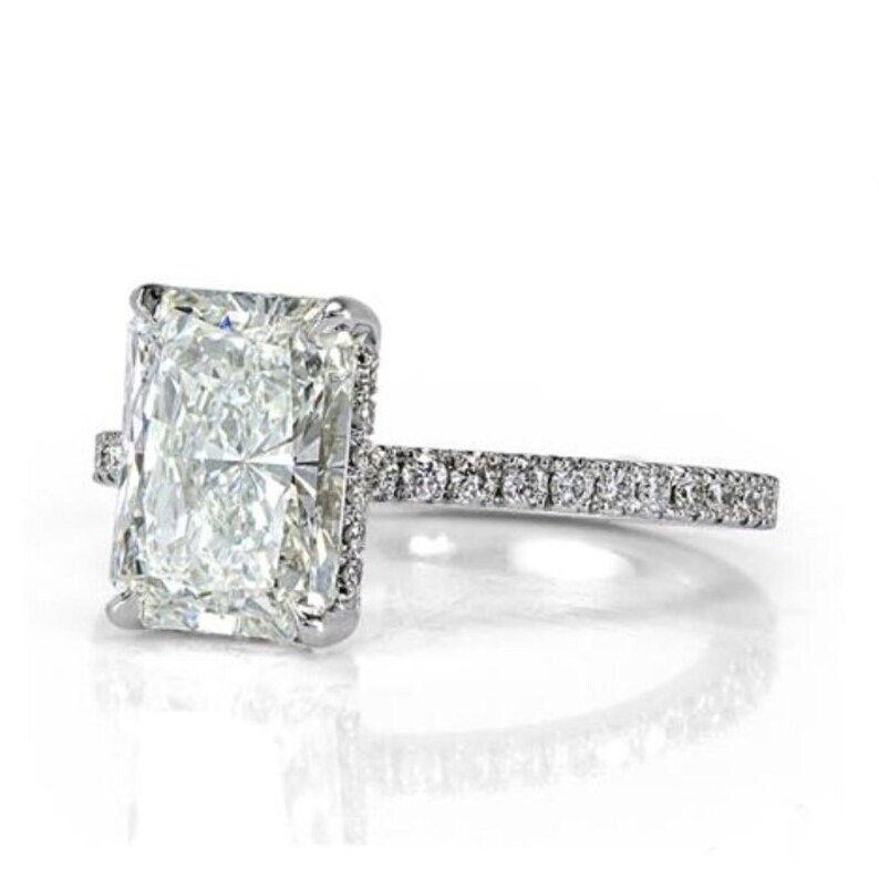 2CT Radiant Cut Ring Moissanite Engagement Ring Moissanite 14k Gold Ring Wedding Ring Halo Diamond Ring Anniversary Ring Gift for her image 7