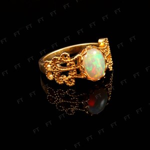 Natürlicher Oval Opal Ring, Vintage Opal Verlobungsring, Weißer Opal Silber Schmuck, Gold Opal Ring, Frauen Opal Ring, Oktober Geburtsstein