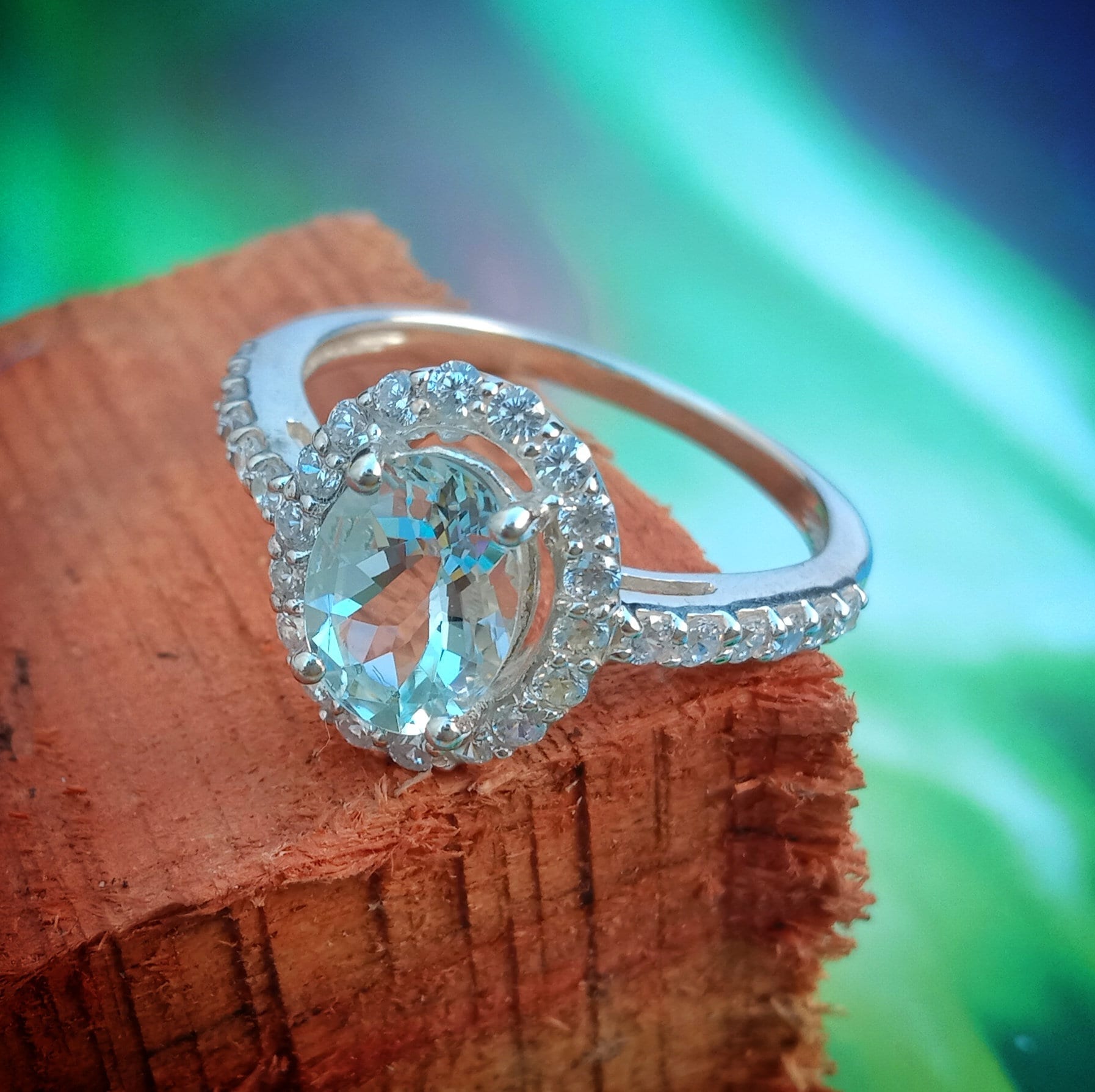 Natural Aquamarine Ring 925 Silver Ring engagement Ringpromise Ring