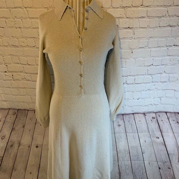 St John Knits Womens Sweater Dress Gray Rhinestone