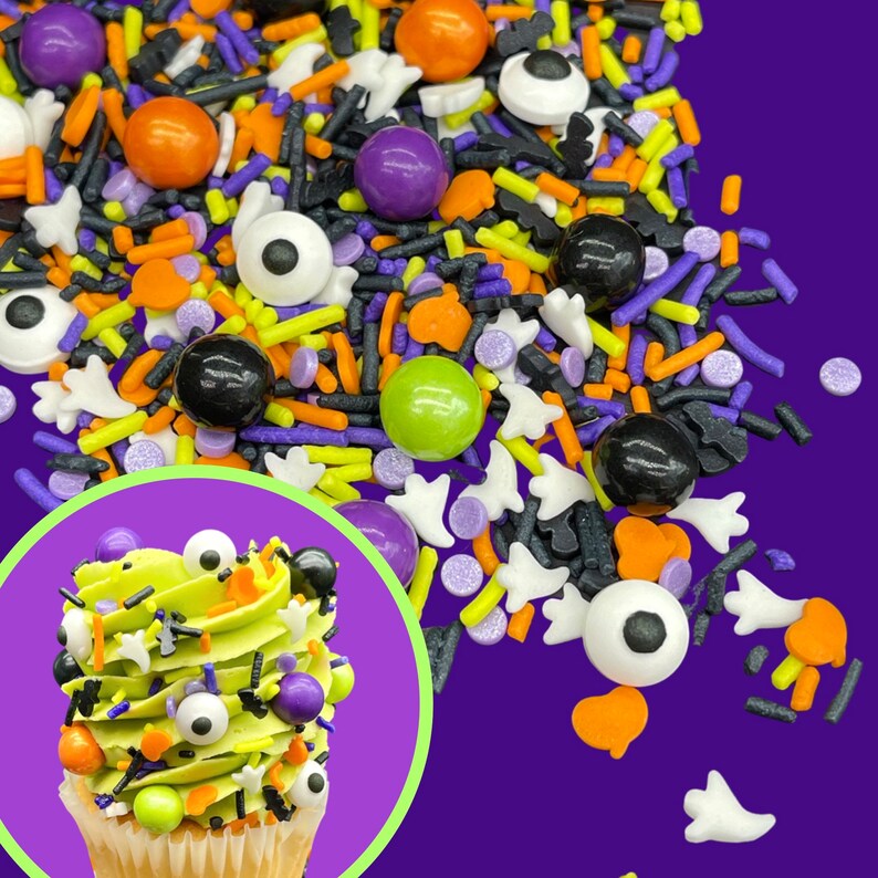 etsy.com | Sprinkles | Monster mash | Halloween sprinkles | Halloween jimmies | Cake sprinkles | Cupcake sprinkles | Manvscakes