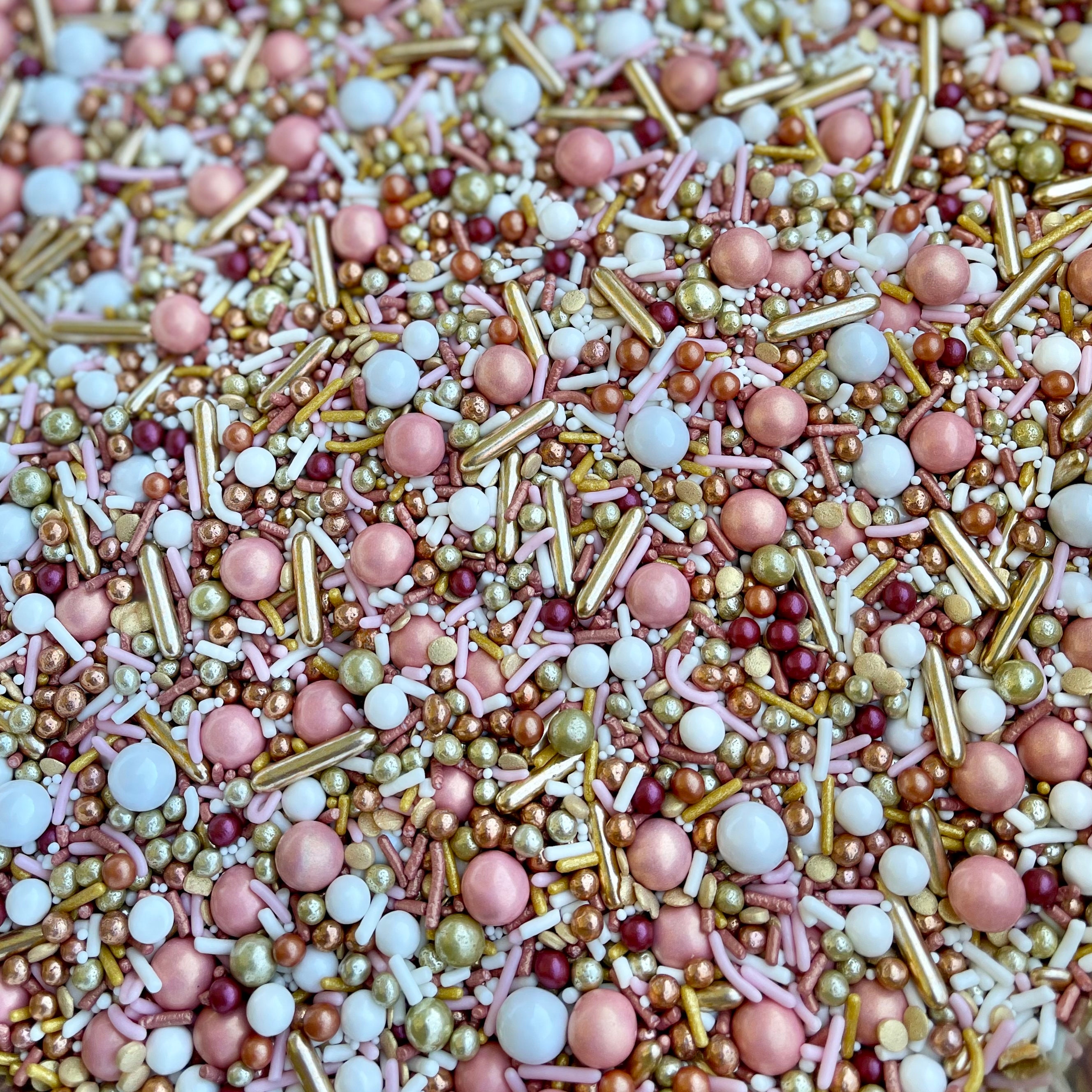 pink and rose gold sprinkles