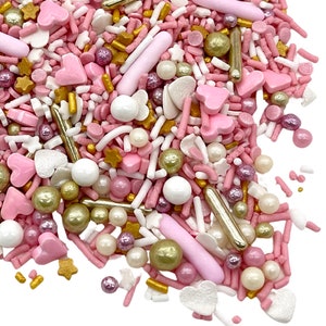 Manvscakes, rose gold sprinkles, sprinkle mix, gold and pink sprinkles, bridal shower, boho decorations, rosegold, baking, cupcake deco