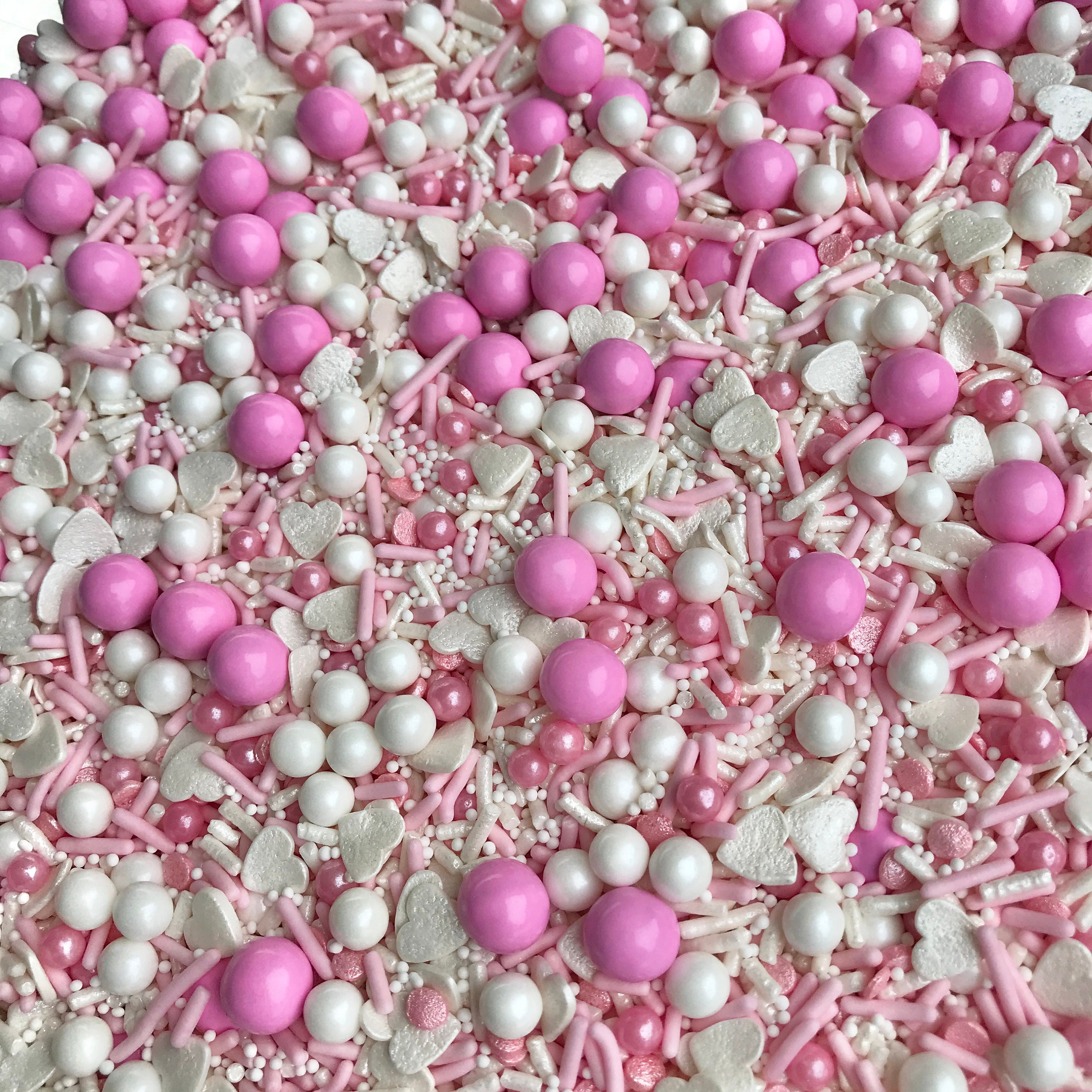 Sprinkles / Pink and white sprinkles / Heart sprinkles / Etsy
