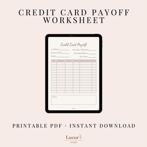 Hoja de cálculo de pago de tarjetas de crédito / PDF de seguimiento de deudas / Inserto de planificador financiero / Página de carpeta de presupuesto / Hoja de registro de pagos