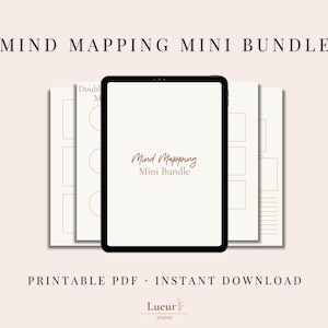 Minibundel mindmapping: afdrukbare mindmap, boomkaart, stroomkaart en dubbele kaart | Digitaal planningspakket voor creatievelingen