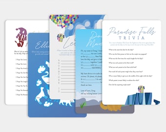 Custom Adventure is Out There - Tarjetas de juego para bebés (globo) - Baby Shower (descarga imprimible) Deseos, MadLib, Trivia, Cartas