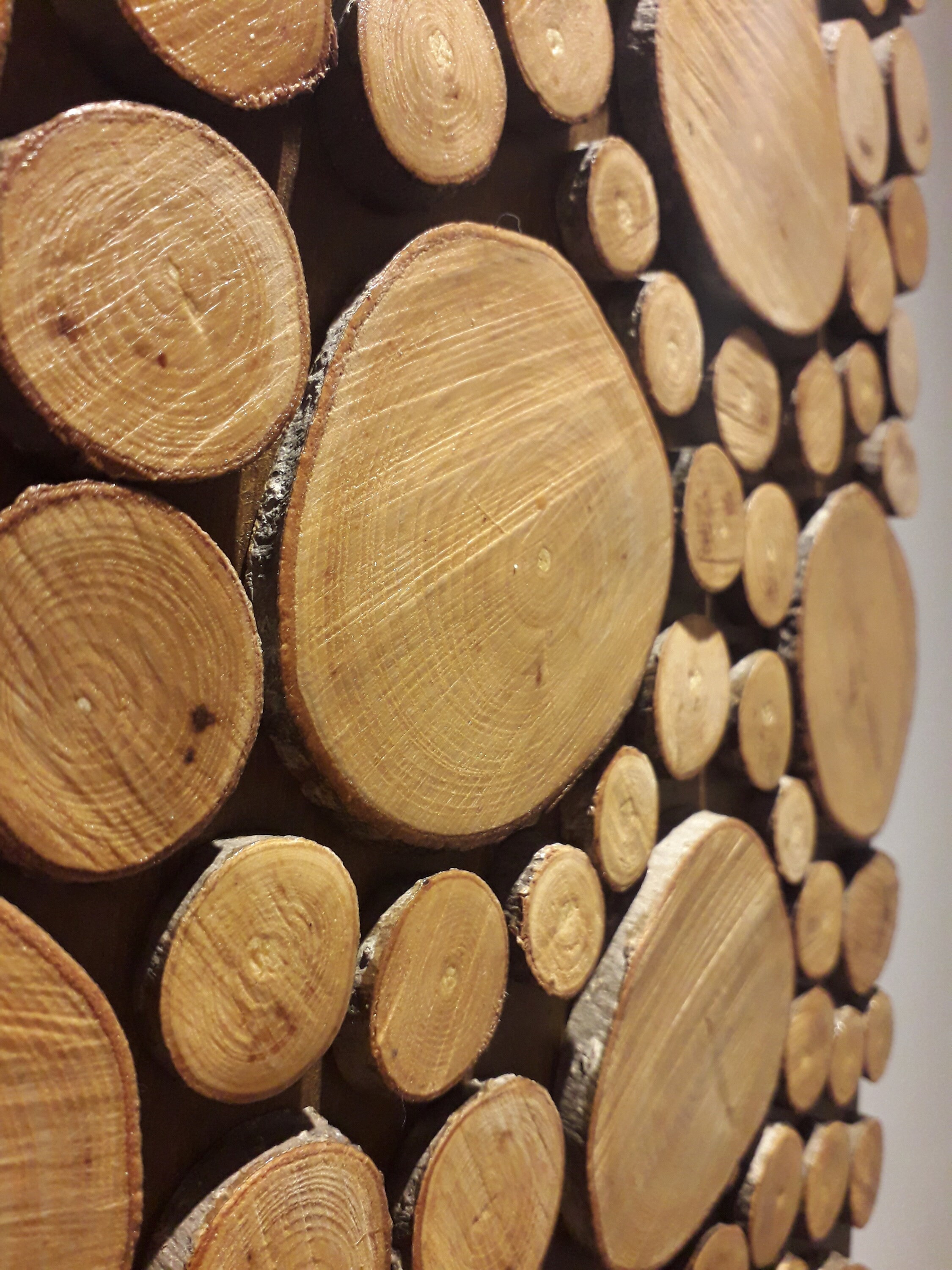 Long wood slice mosaic wall art Wood harvested from own land Etsy